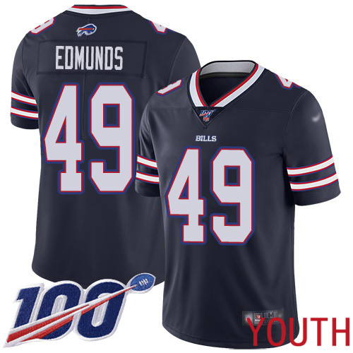 Youth Buffalo Bills #49 Tremaine Edmunds Limited Navy Blue Inverted Legend 100th Season NFL Jersey->women nfl jersey->Women Jersey